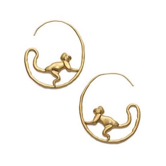 Tory Burch Jewelry - Tory Burch Gold Monkey Wild Hoop Earrings